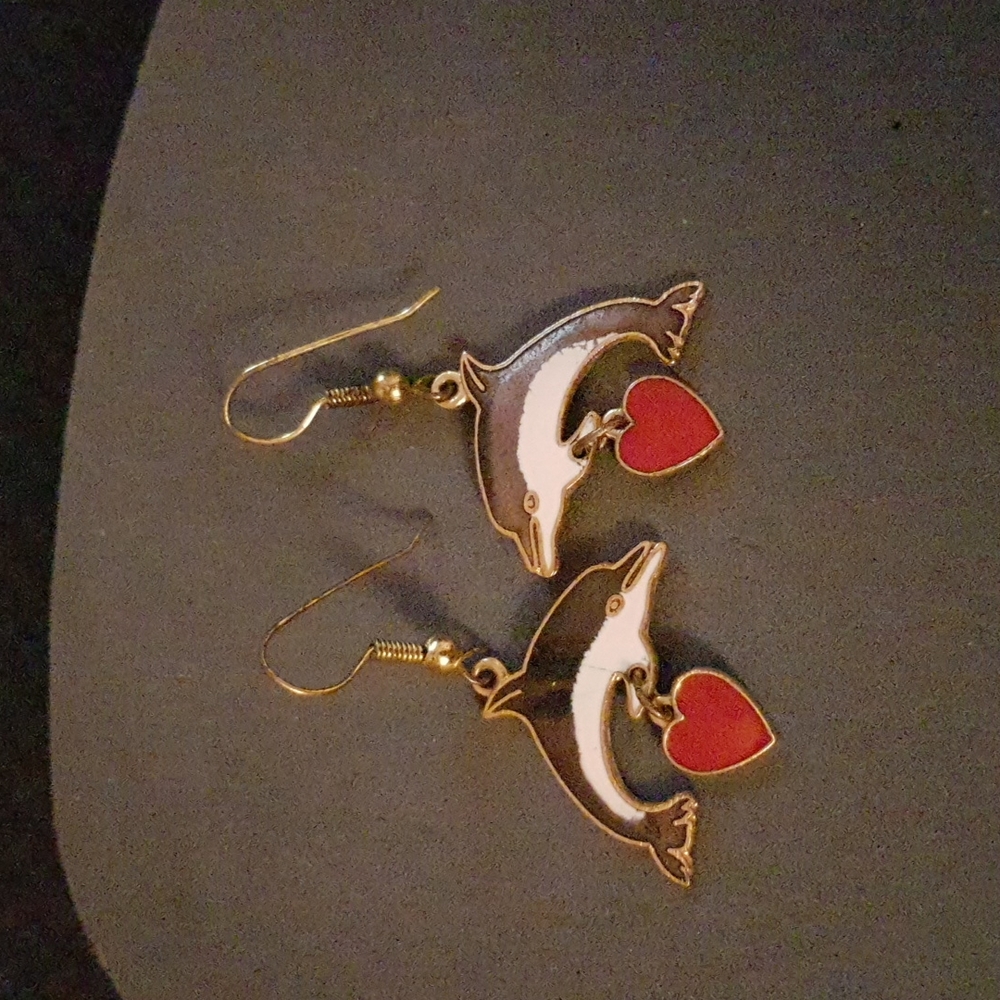 Dolphin Heart Earrings